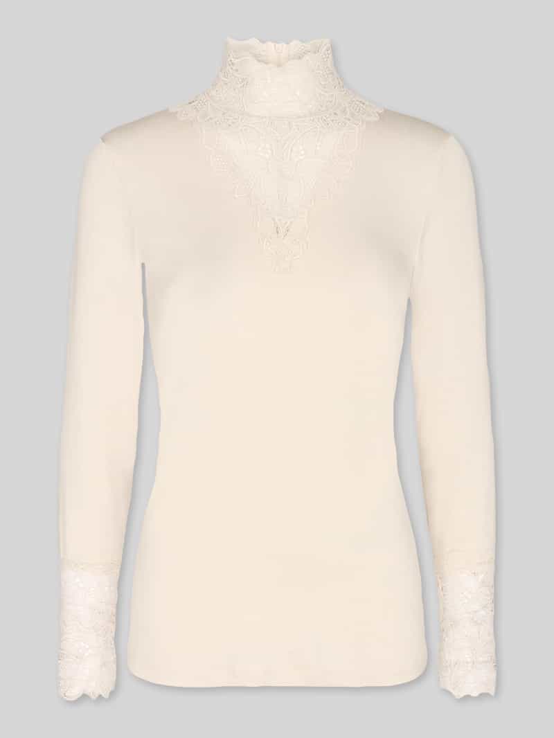 Slim fit shirt met lange mouwen met kant