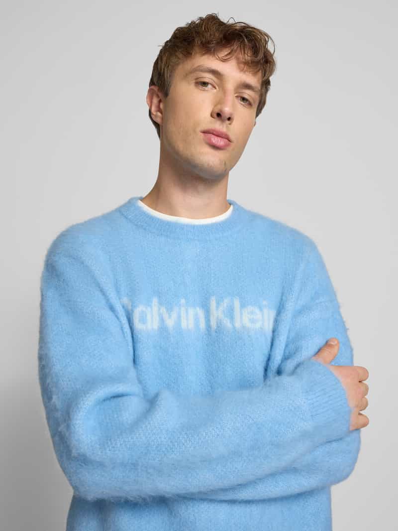 Calvin Klein Jeans Gebreide pullover met logo en ronde hals