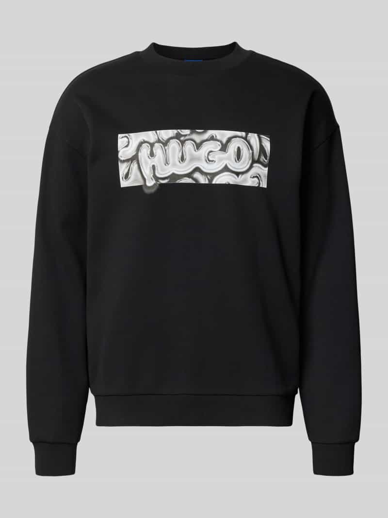 Hugo Blue Regular fit sweatshirt van puur katoen model 'NEWIREX'
