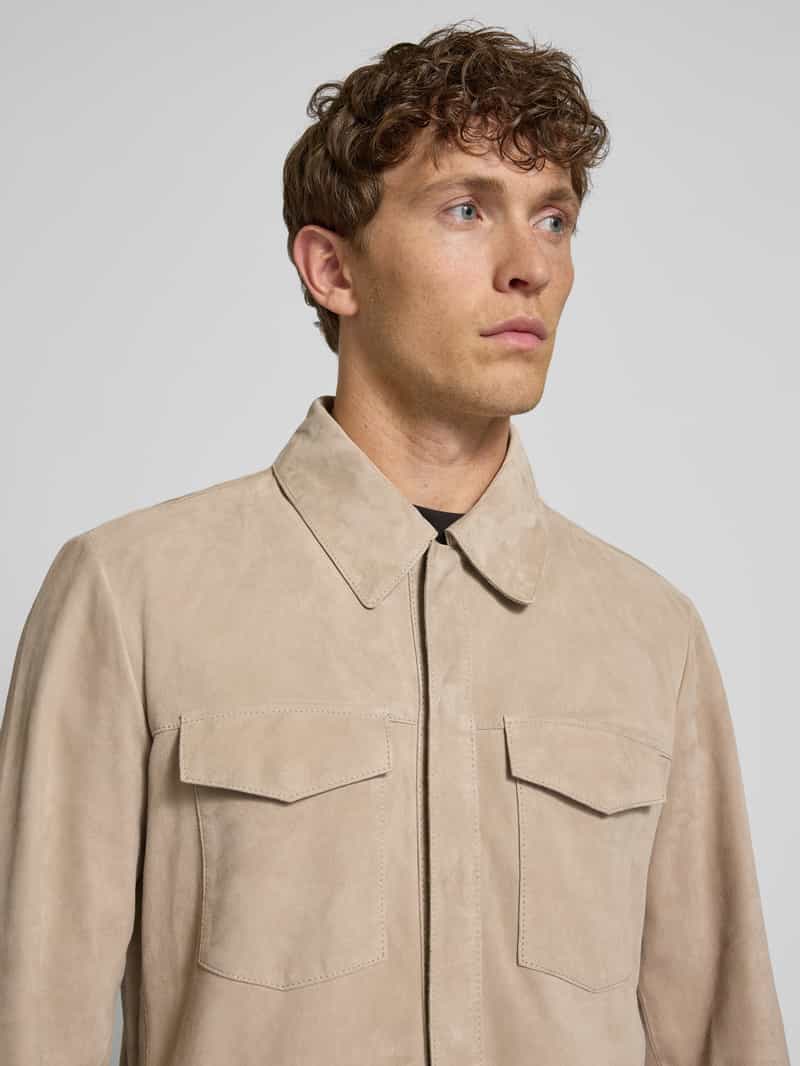 JOOP! Collection Overhemdjack van chevreau-suède met borstzakken model 'Tom'