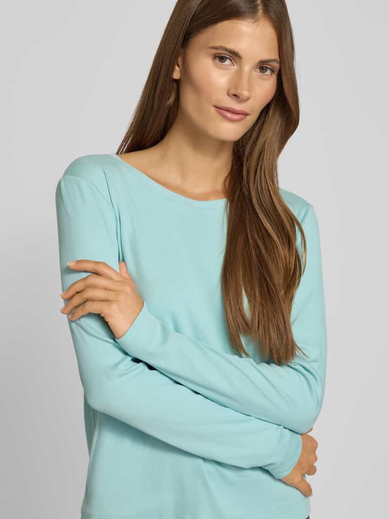 Marc Cain Shirt met lange mouwen en geribde ronde hals