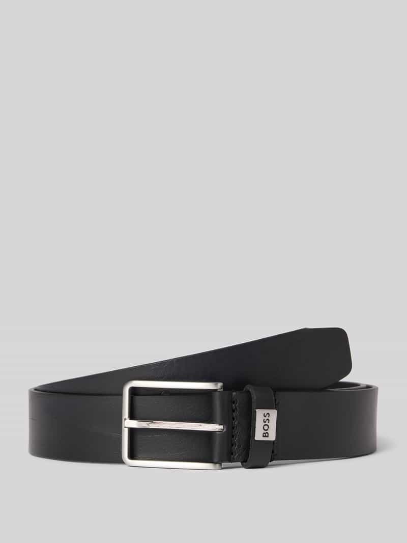 Boss Leren riem met label in reliëf model 'ELIO'