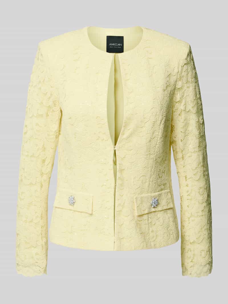 Marc Cain Slim fit blazer van kant met haakjessluiting