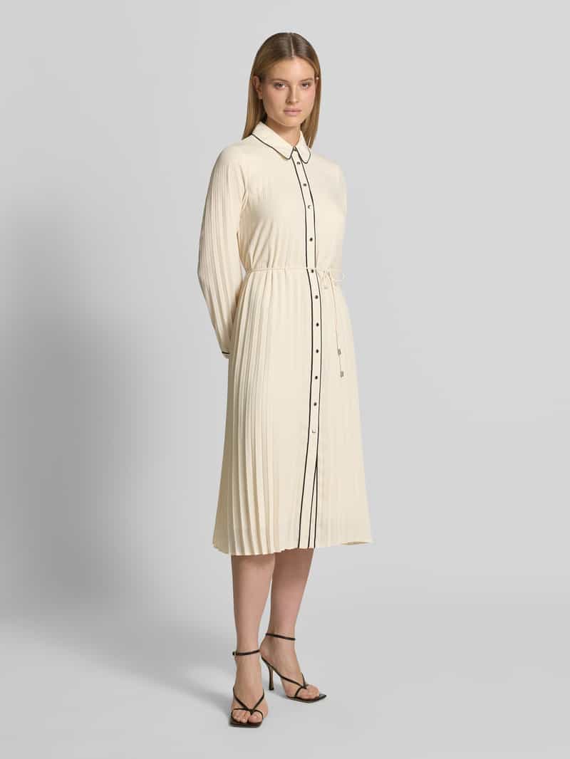 Comma regular fit midi-jurk in plooien-look offwhite, foto 5