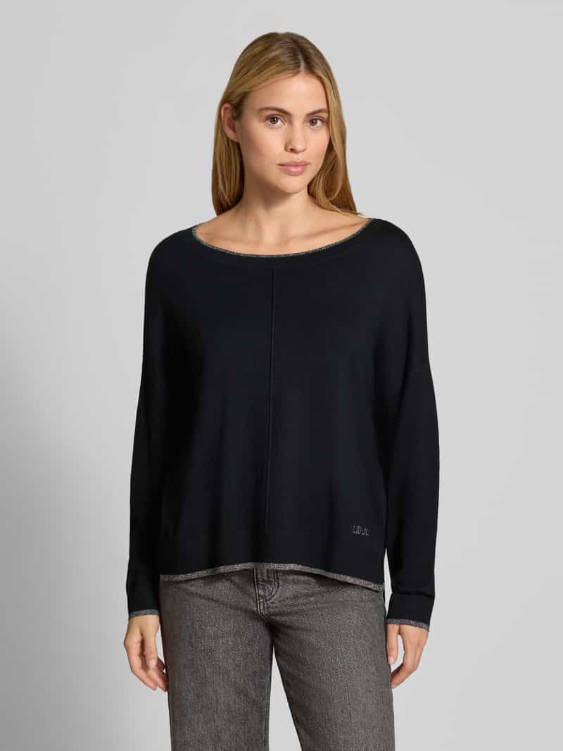 Liu Jo relaxed fit pullover van viscosemix model 'MAGLIA CHIUSA' zwart, foto 3