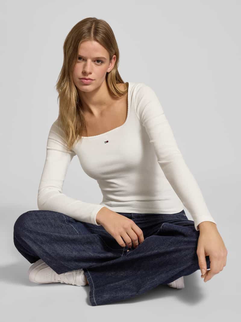 Tommy Jeans Slim fit shirt met lange mouwen van katoenmix