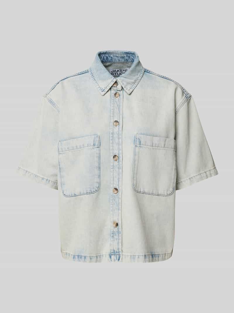 JAKE*S STUDIO WOMAN Regular fit jeansblouse met opgestikte borstzakken