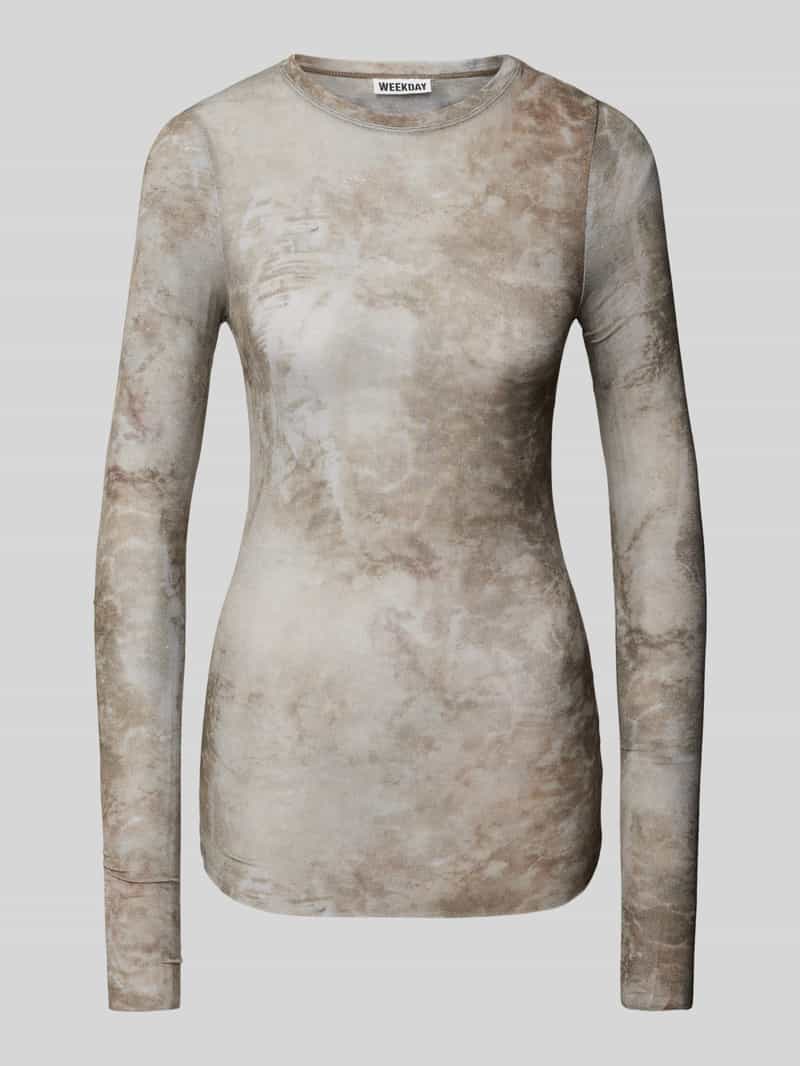 Weekday Shirt met lange mouwen en geribde ronde hals model 'Nico'