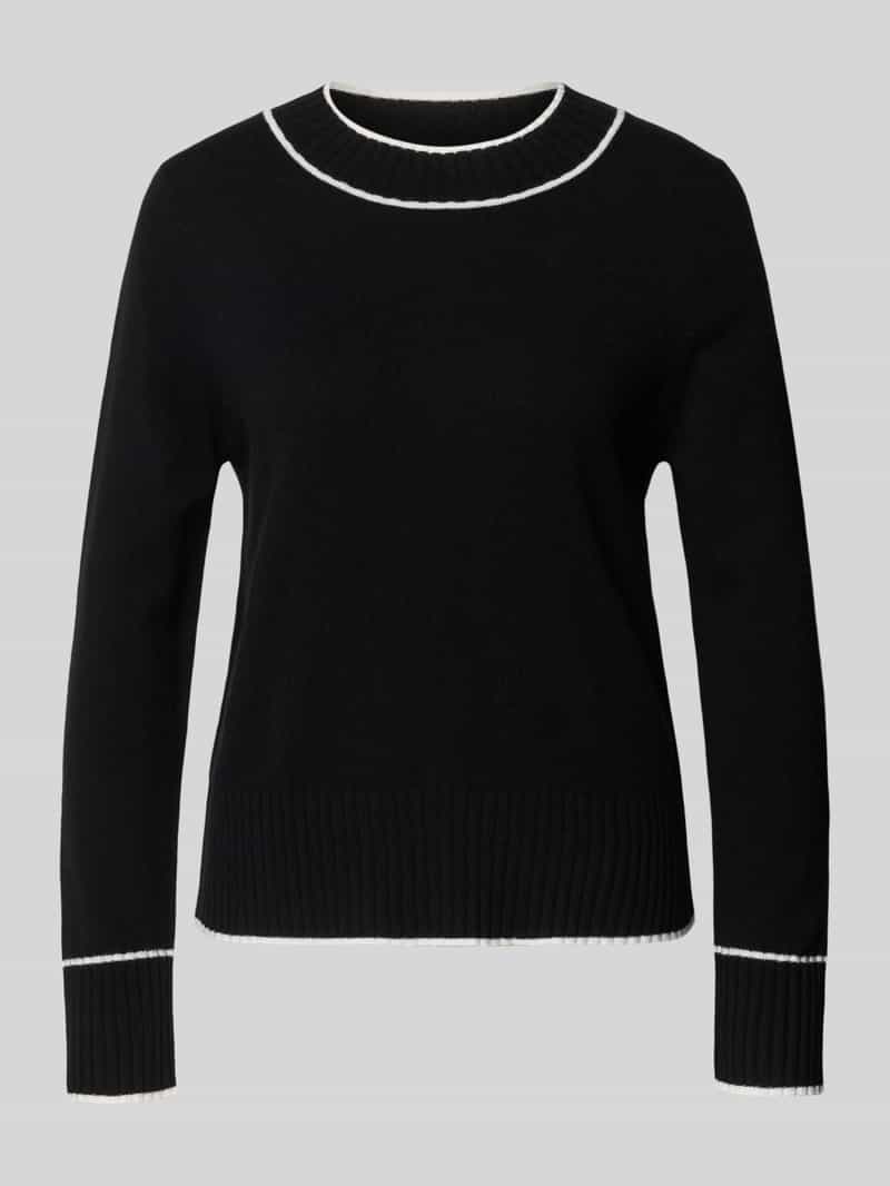 Marc Cain Regular fit pullover van wol alpaca met contrasterende strepen