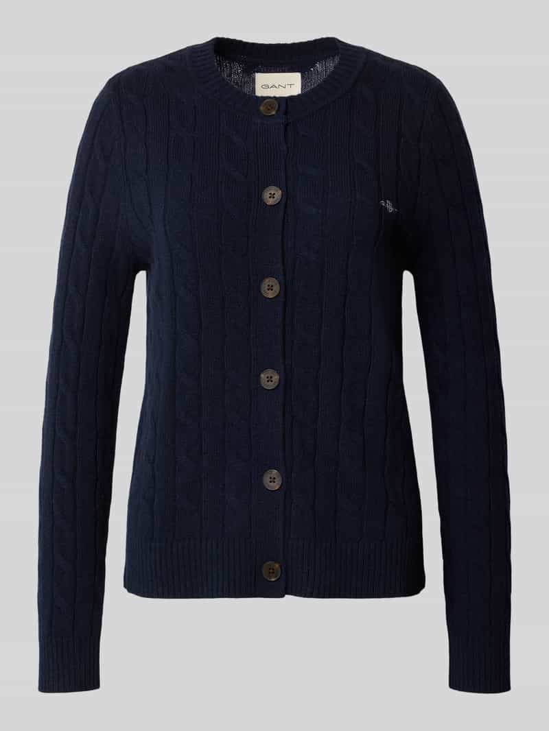 Gant Gebreid jack met kabelpatroon en labelstitching