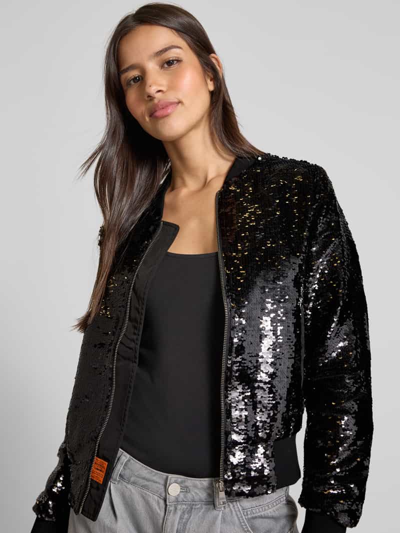 Original Bombers Bomberjack met pailletten en ritssluiting