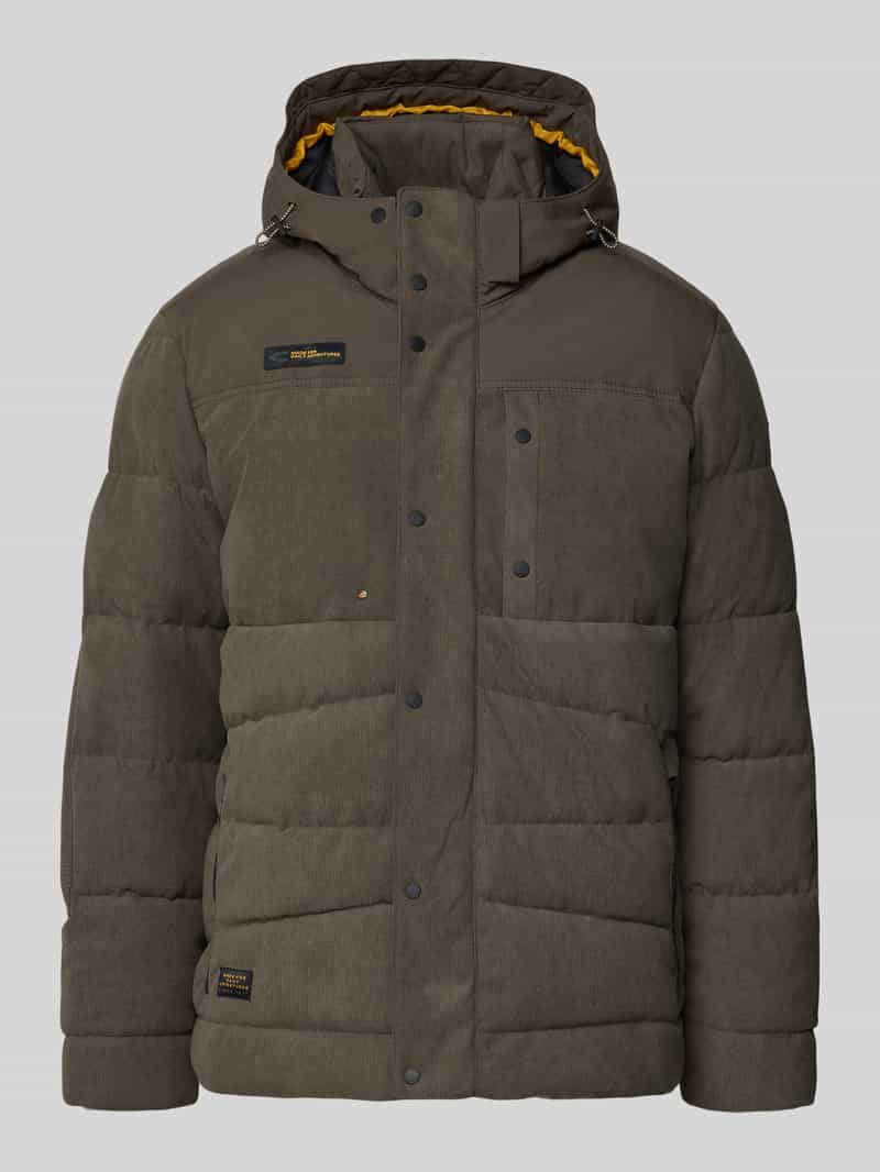 Camel active Gewatteerd jack met capuchon en knoopsluiting