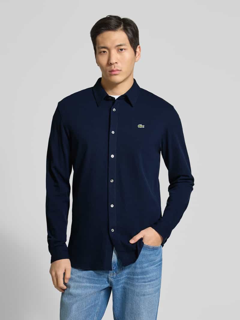 Lacoste slim fit vrijetijdsoverhemd van puur katoen donkerblauw, foto 4