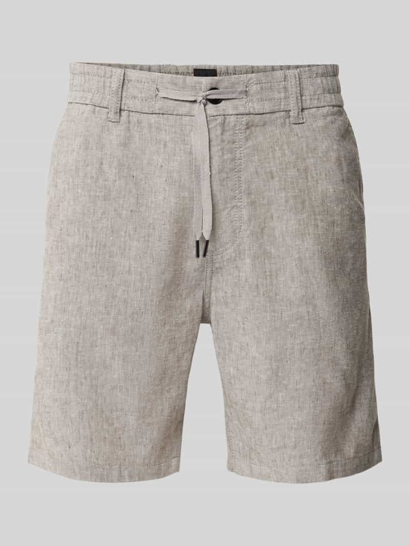 Boss Orange Tapered fit korte linnen broek met elastische band