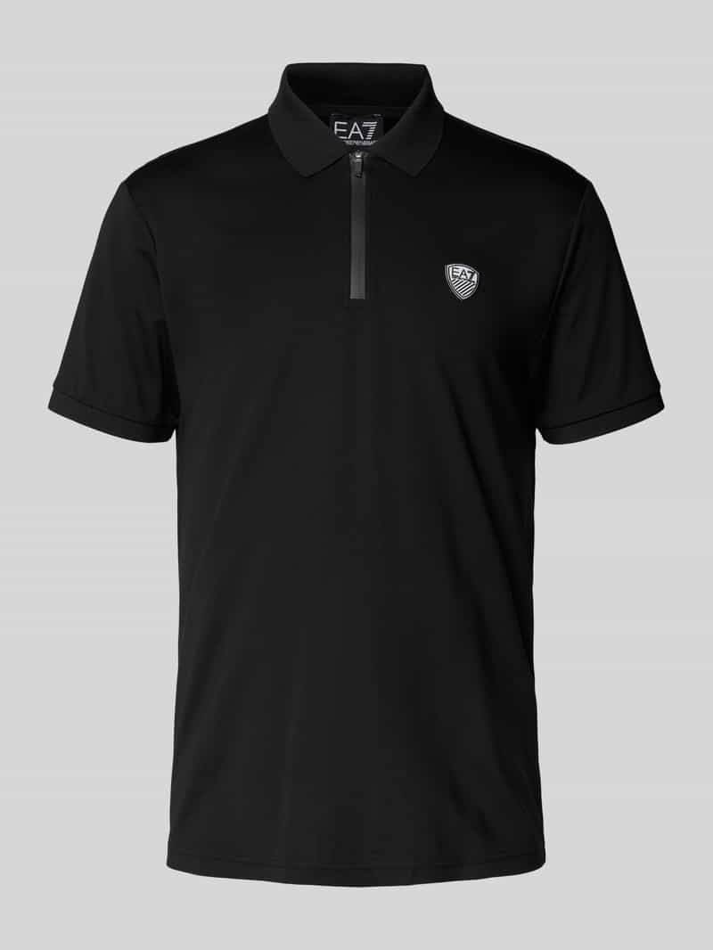 EA7 Emporio Armani Regular fit poloshirt met ritssluiting en labelpatch