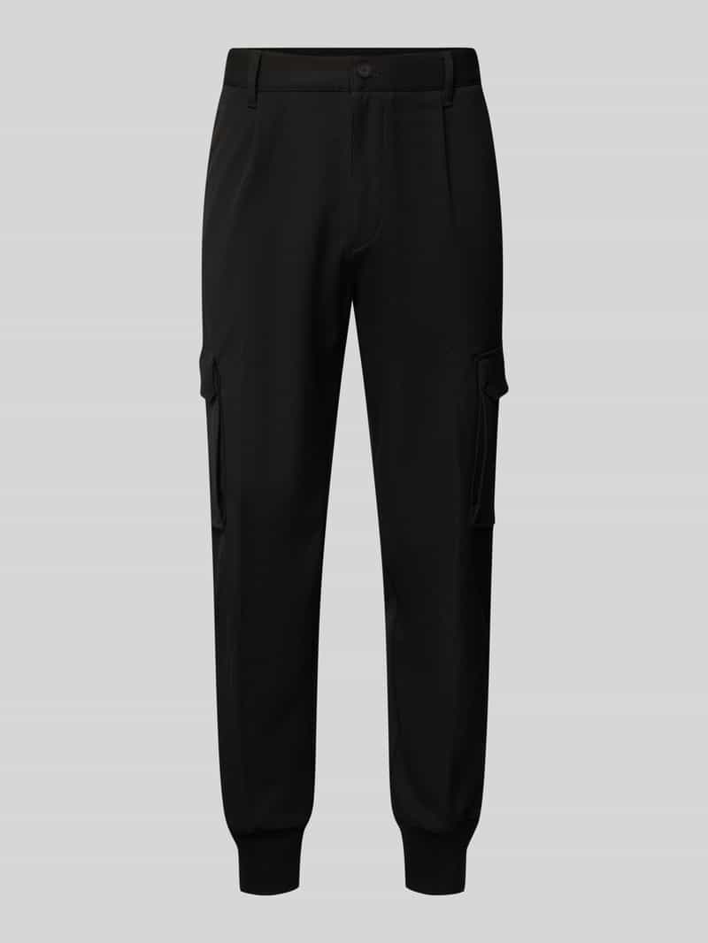 HUGO Tapered fit cargobroek met structuurmotief model 'Glavin'