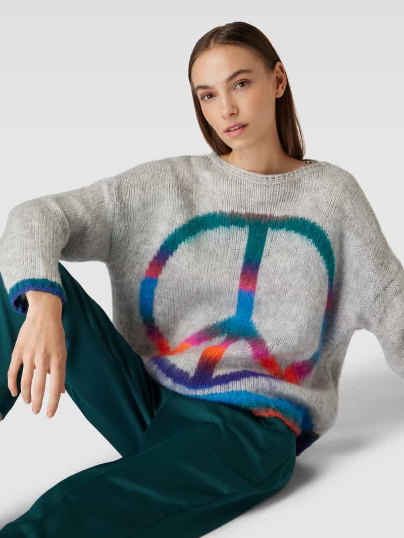 miss goodlife Gebreide pullover met motief model 'RAINBOW PEACE'