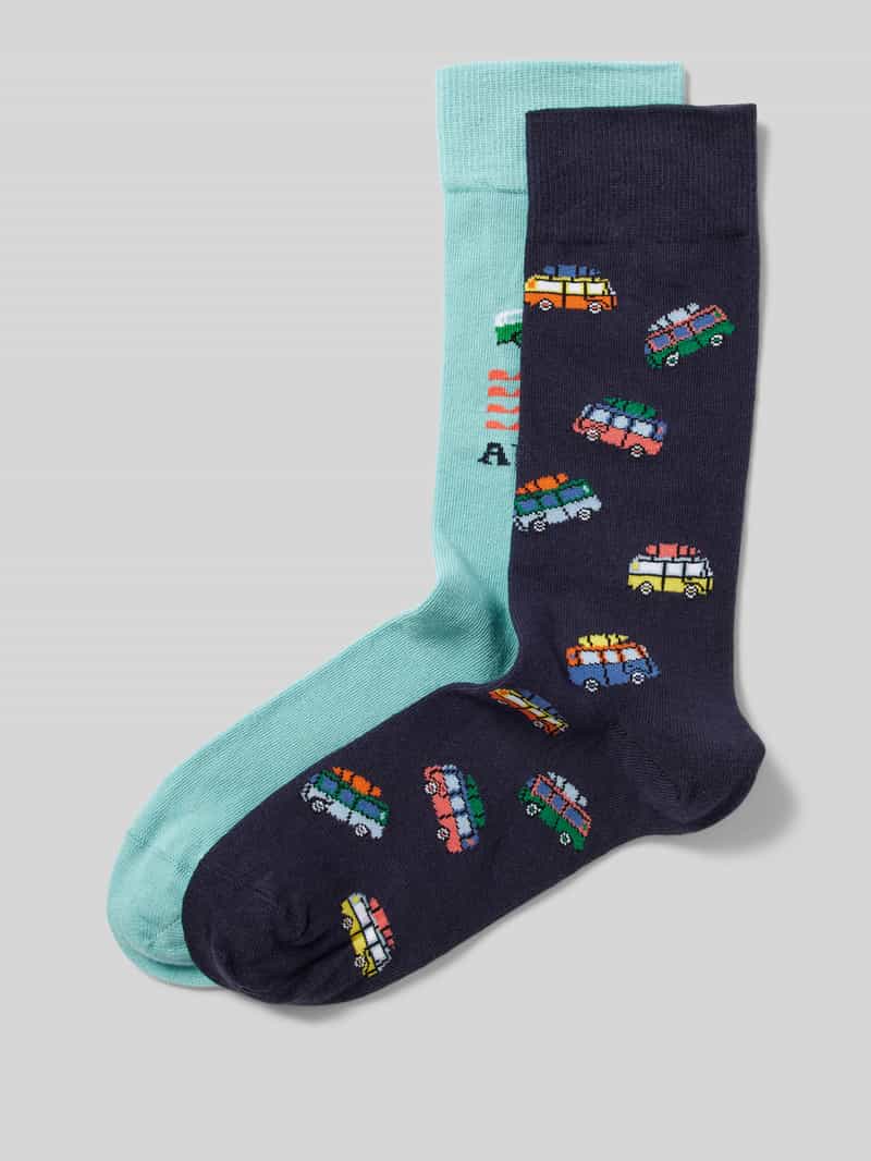 Christian Berg Men Sokken met motiefstitching in een set van 2 paar