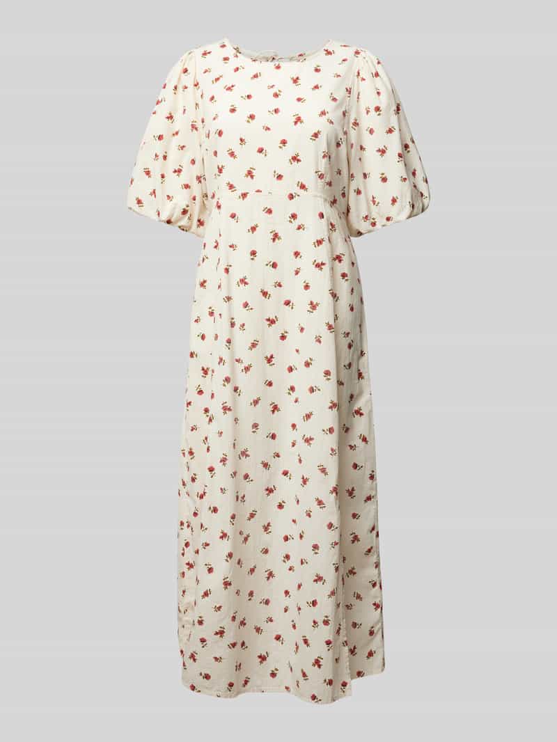 Ichi Midi-jurk met pofmouwen model 'ROSEY'