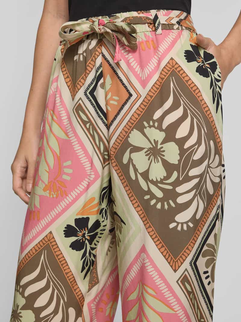 comma Straight leg stoffen broek met strikceintuur