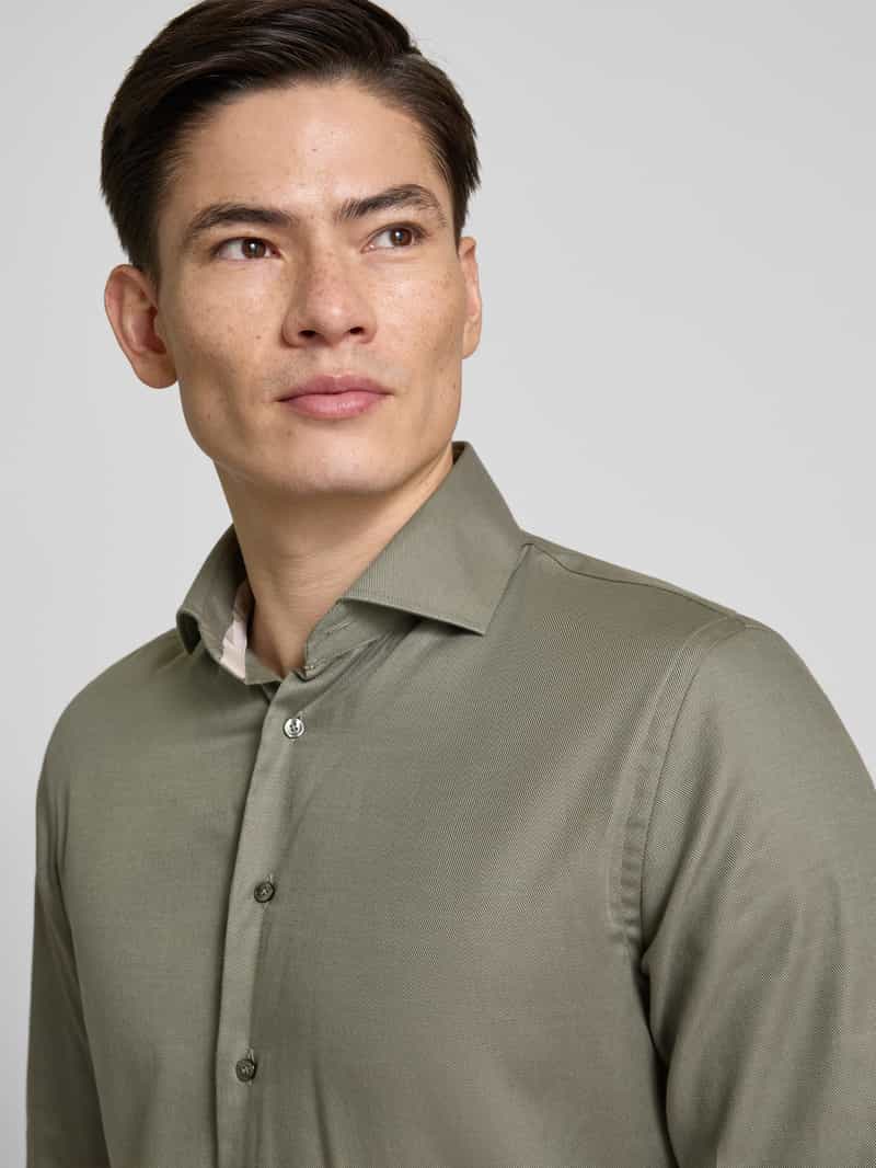 Profuomo Slim fit zakelijk overhemd met kentkraag model 'Cutaway'