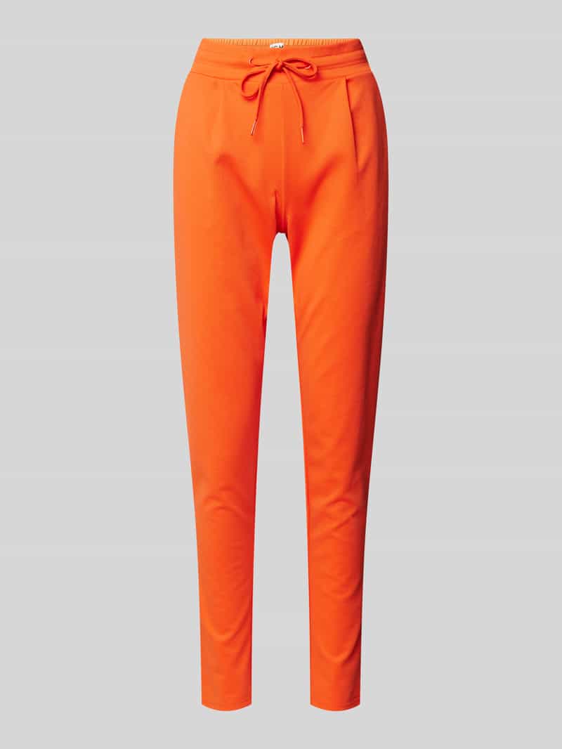 Ichi Slim fit bandplooibroek met elastische band model 'KATE'