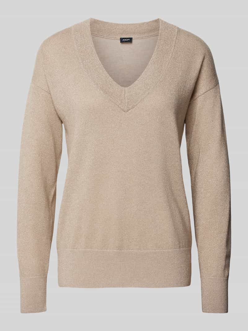 Joop! Gebreide pullover van wolmix met V-hals