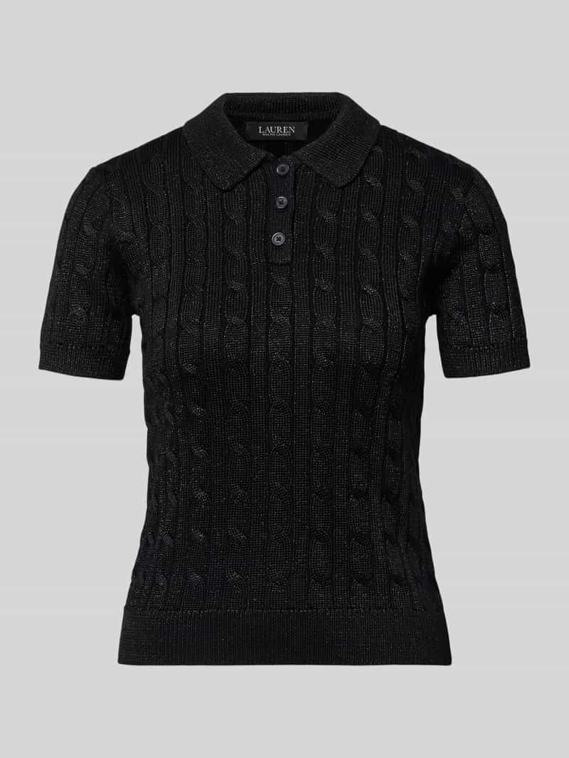 Lauren Ralph Lauren Gebreid shirt met kabelpatroon en polokraag model 'NATRISSA'