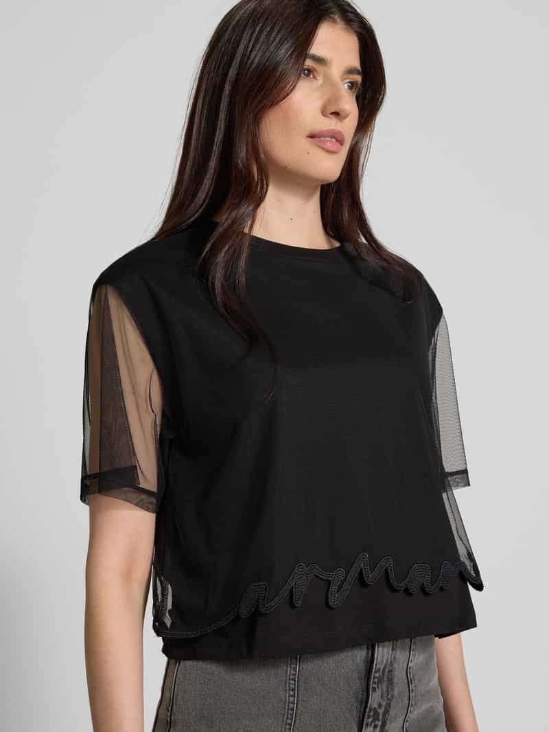 Armani Exchange T-shirt met geribde ronde hals