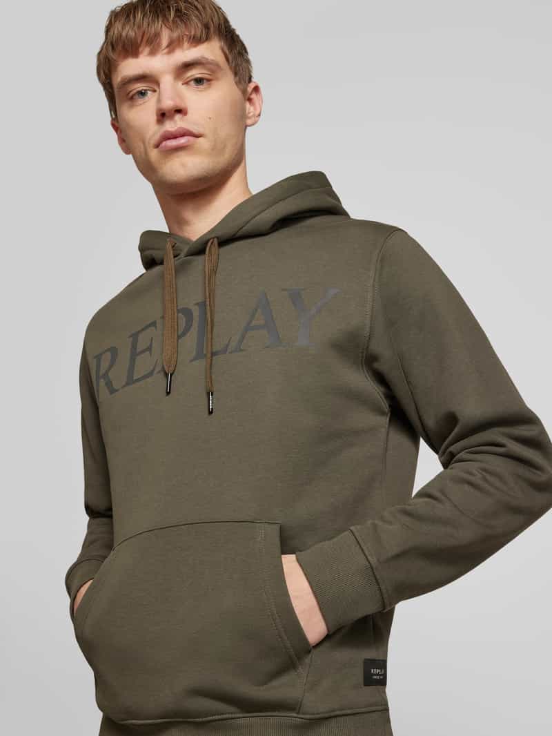 Replay Hoodie met labelprint