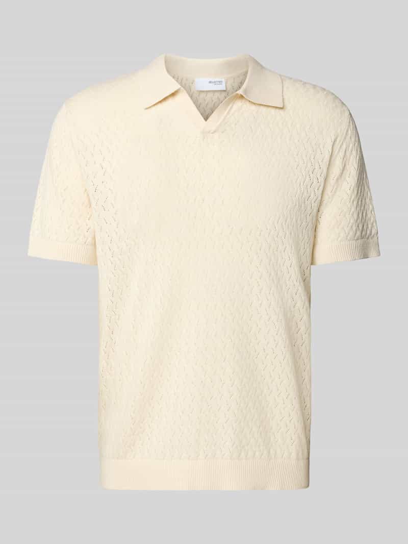 Selected Homme Regular fit poloshirt in gehaakte look model 'LINO'