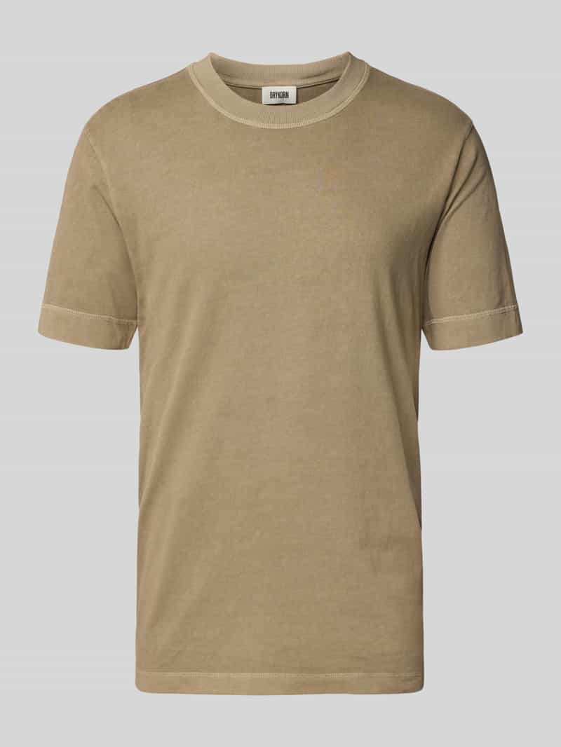 drykorn T-shirt met geribde ronde hals model 'RAPHAEL'