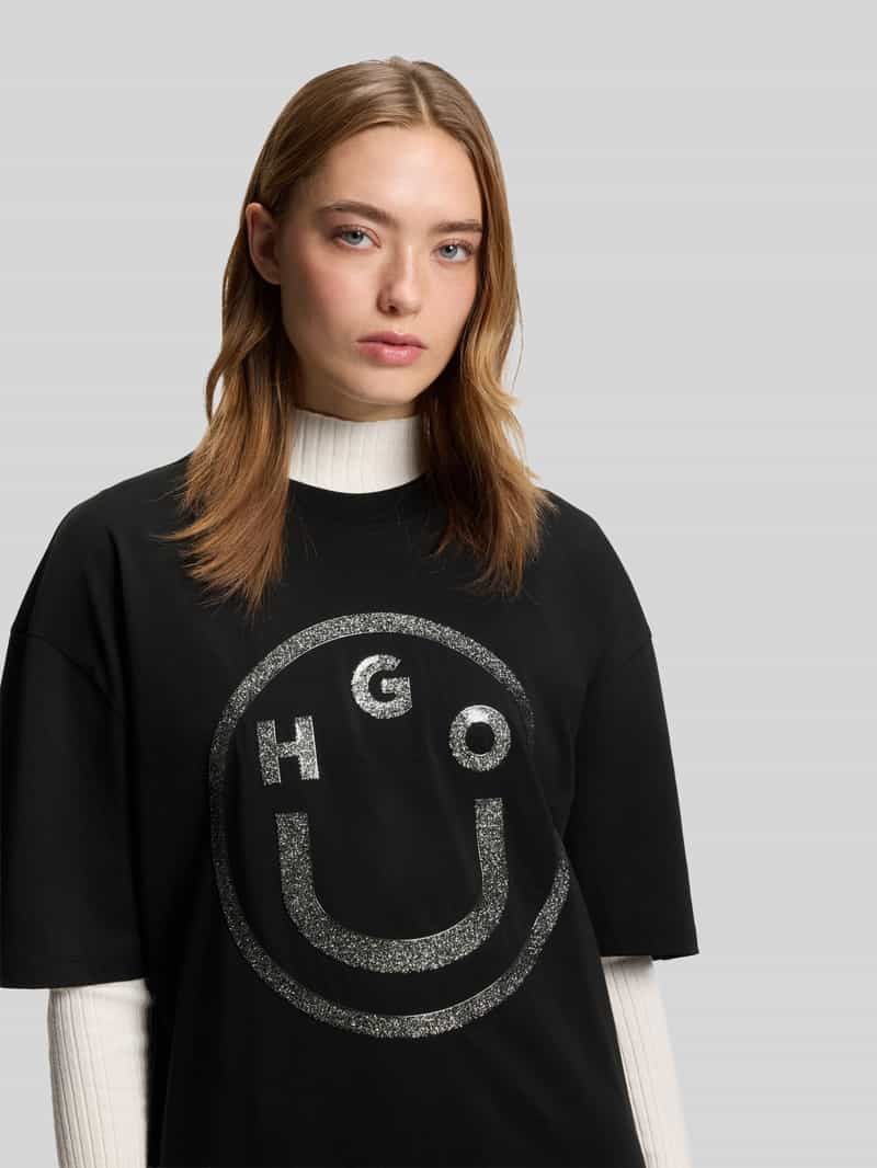 Hugo Blue Regular fit T-shirt van puur katoen