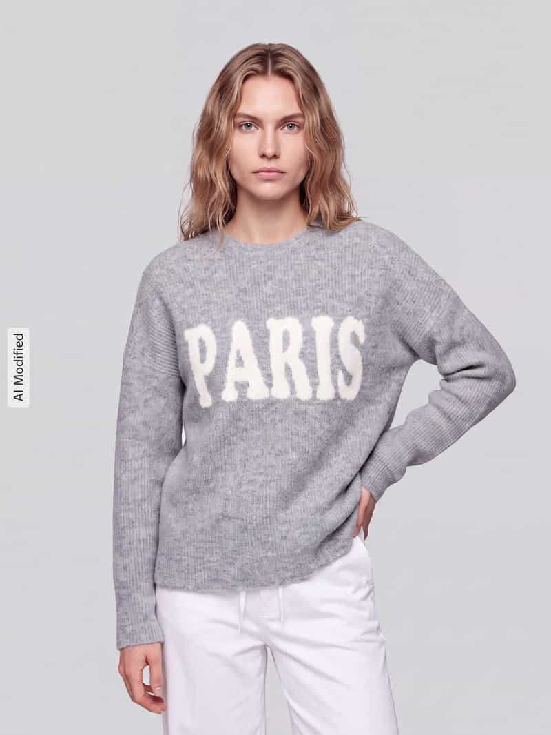 Only relaxed fit pullover met wol model 'JERICO' lichtgrijs gemêleerd, foto 3