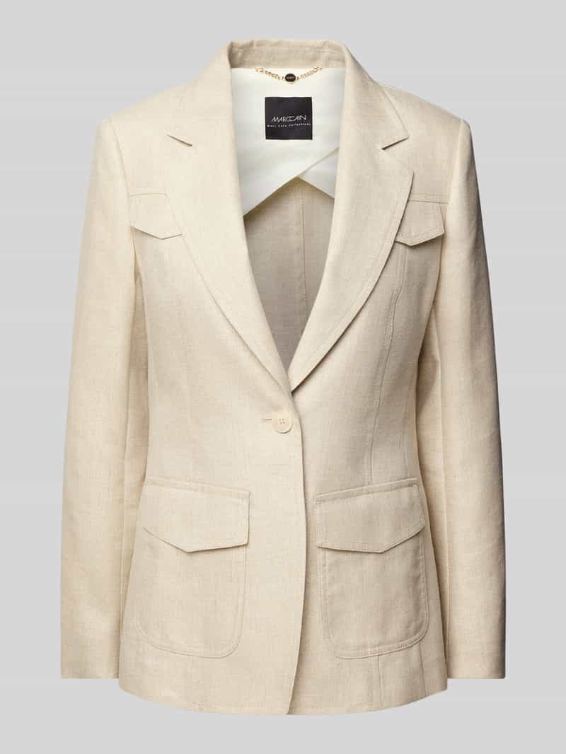 Marc Cain Regular fit blazer van linnenmix met klepzakken