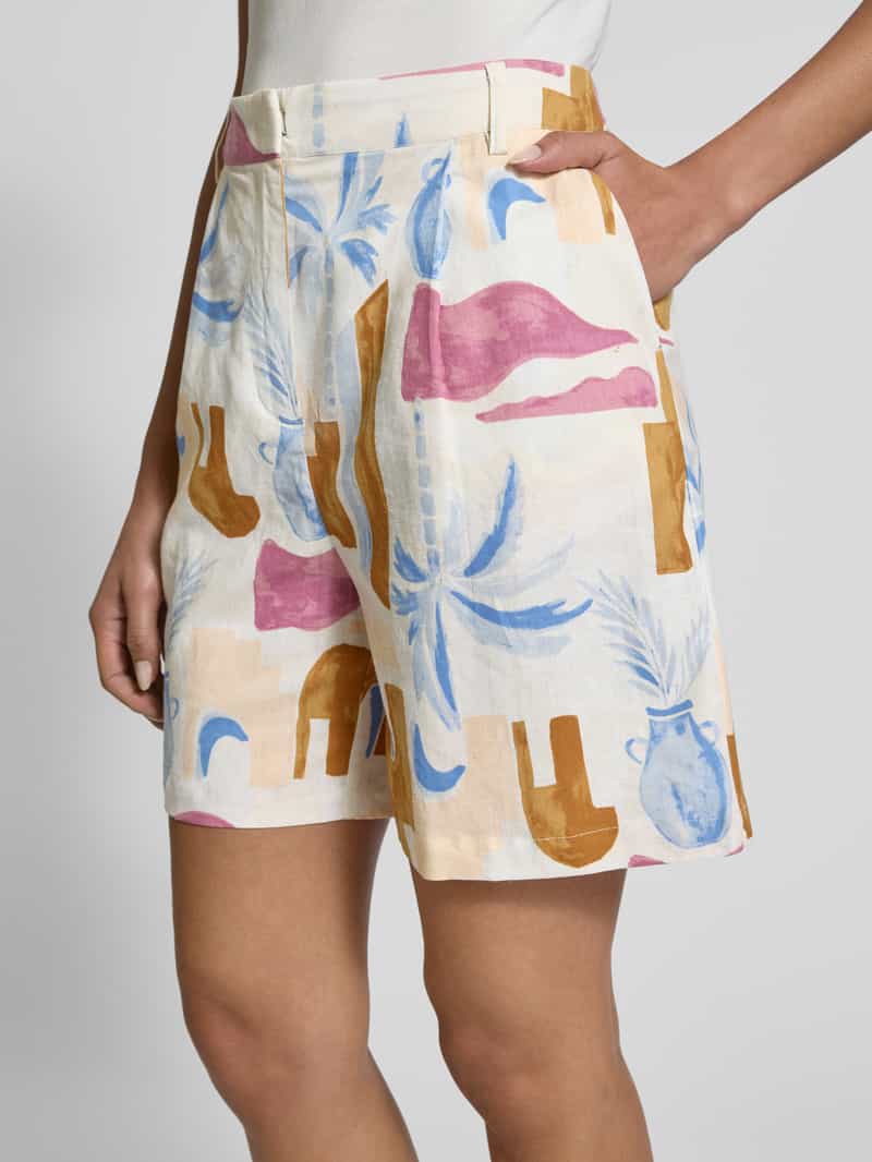 Christian Berg Woman Selection Regular fit linnen bermuda met bandplooien
