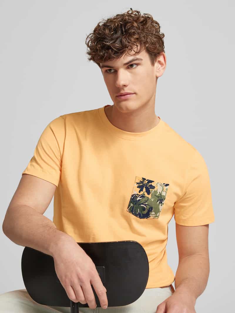 Blend T-shirt met geribde ronde hals model 'BHJEM'