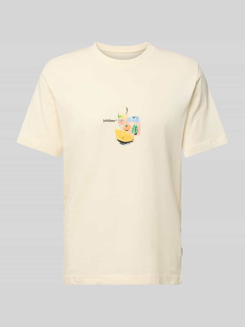 jack & jones T-shirt met geribde ronde hals model 'VARENNA'