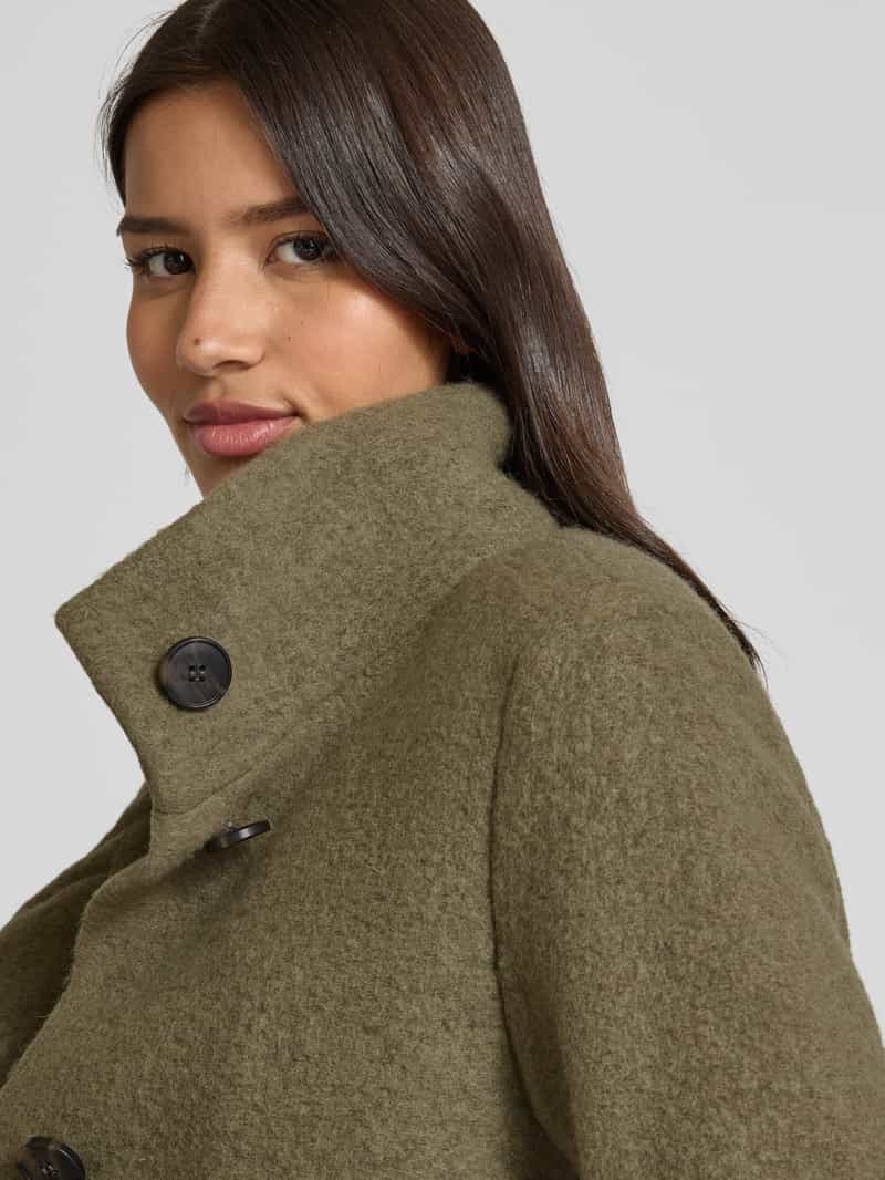 Fuchs Schmitt Regular fit lange wollen jas met geribde opstaande maxikraag