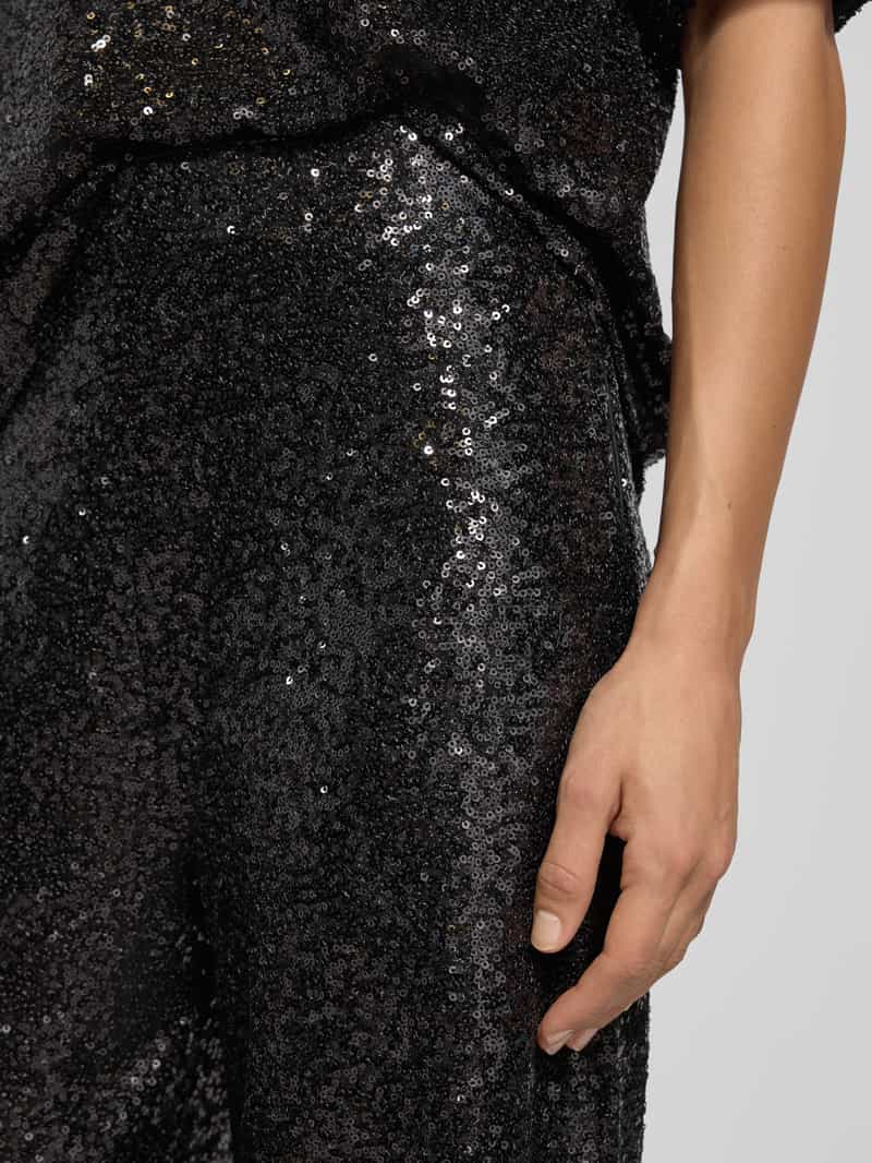 Ichi Wide fit stoffen broek met all-over pailletten model 'Fauca'