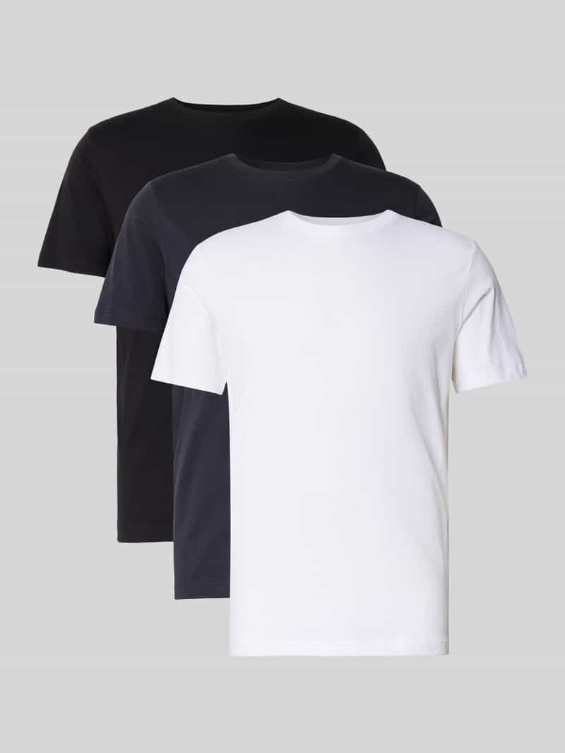 Selected Homme Regular fit T-shirt van puur katoen in een set van 3 stuks