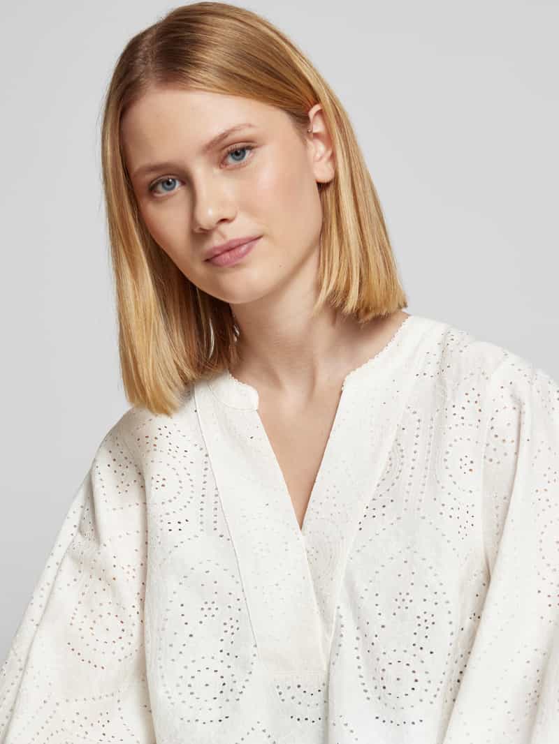 MOS MOSH Regular fit blouse met broderie anglaise model 'YEN SINA'