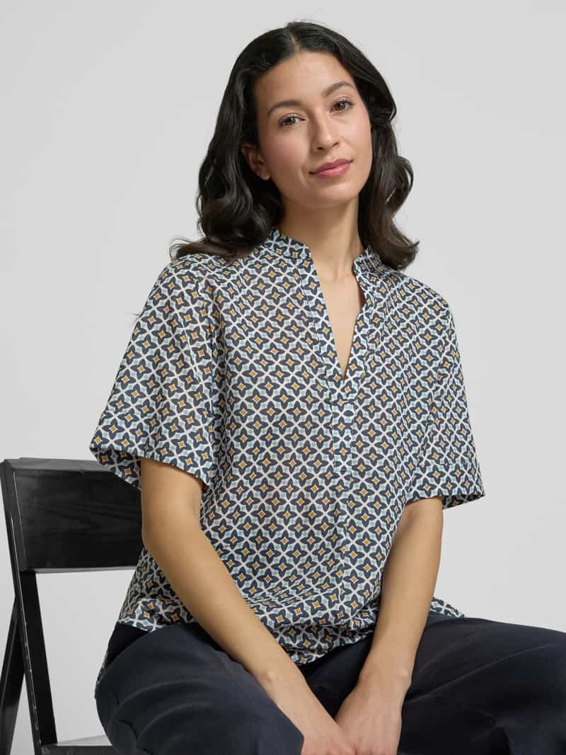 Marc O'Polo Regular fit blouse met korte mouwen en all-over motief