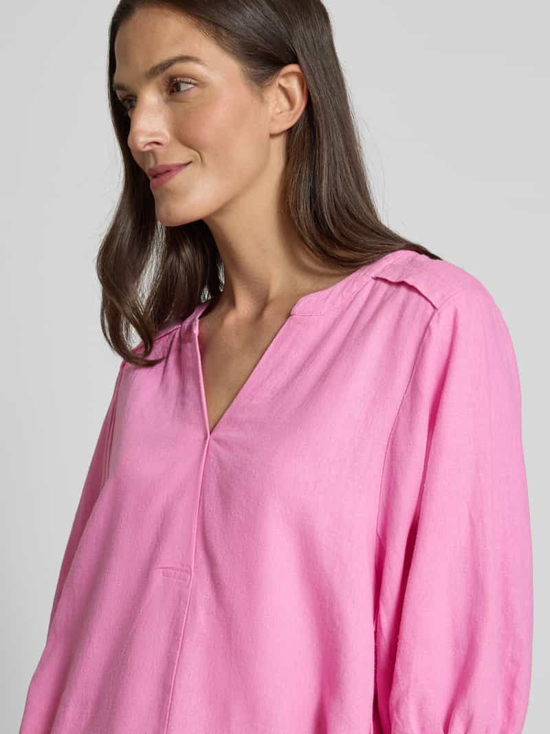 FREE QUENT Relaxed fit linnen blouse met tuniekkraag model 'Lava'