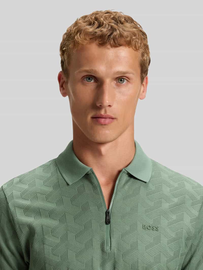 BOSS Green Relaxed fit poloshirt met structuurmotief model 'MIRROR'