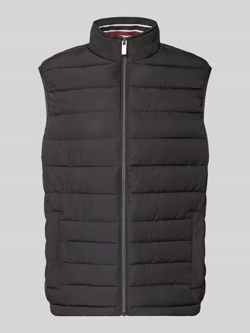 Bodywarmer met opstaande kraag en steekzakken