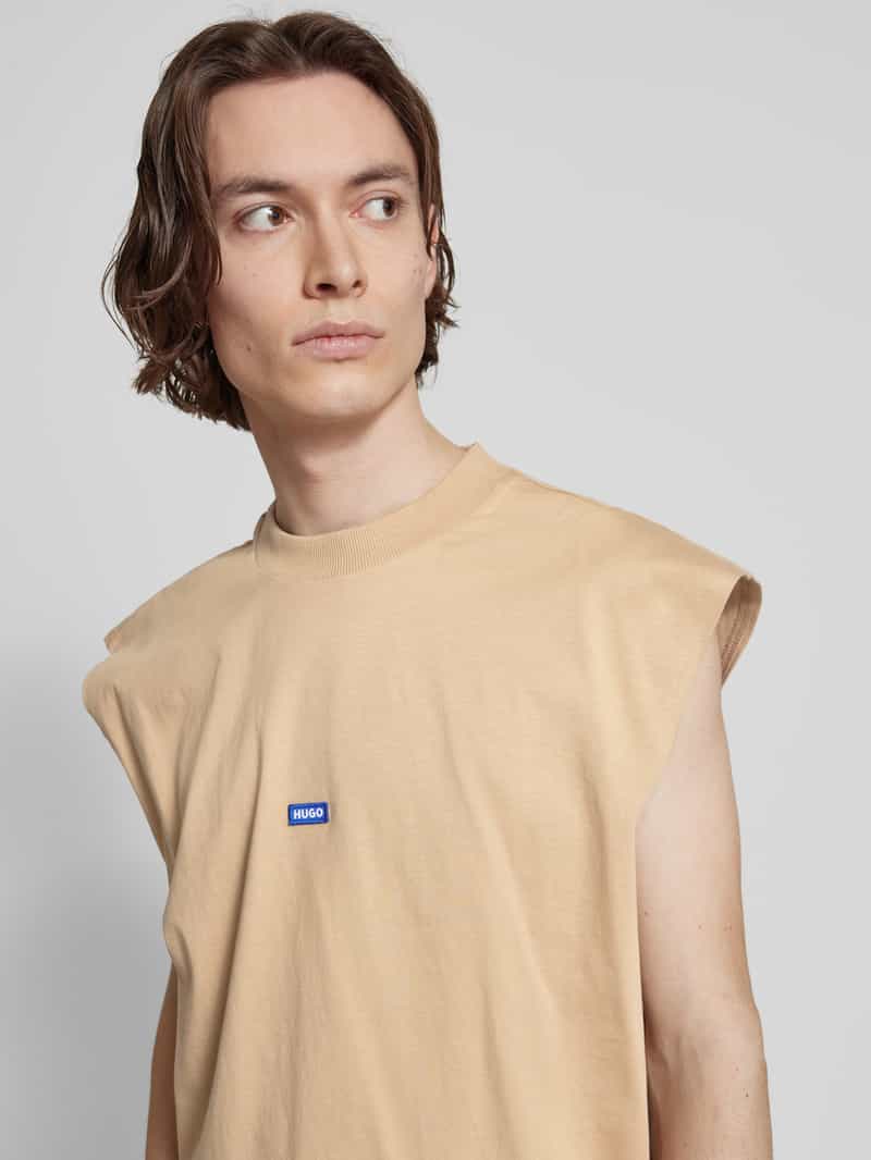 Hugo Blue Tanktop met labeldetail model 'Navertz'