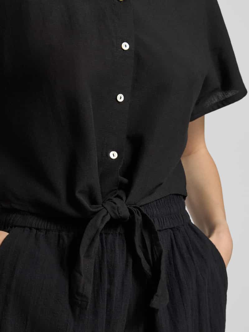 Only Korte overhemdblouse van een mix van viscose en katoen met linnen model 'JAKIRI'