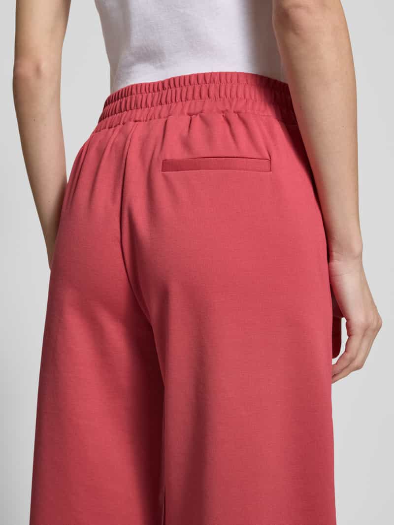 Ichi Wide leg stoffen broek met bandplooien model 'Kate'