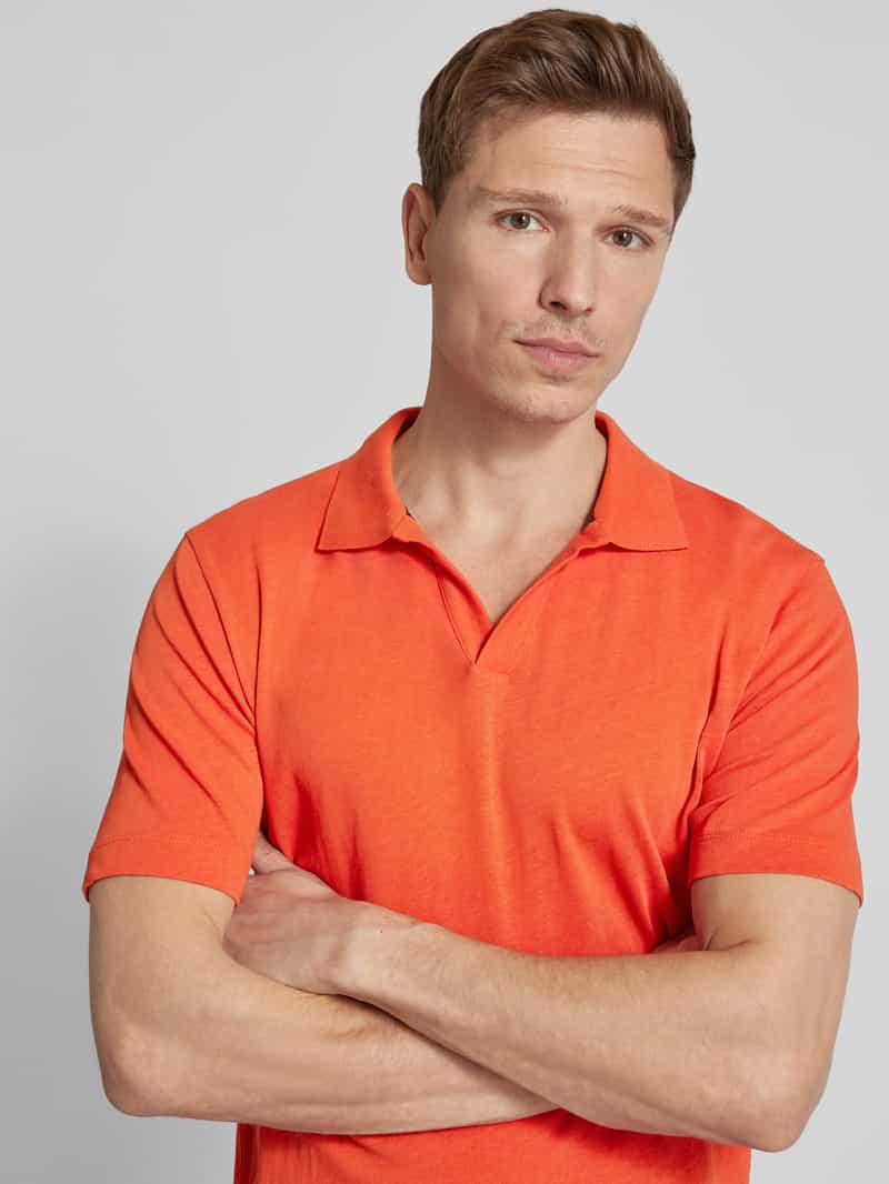 Marc O'Polo Regular fit poloshirt van een mix van katoen en linnen